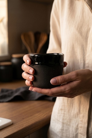 Must Siyah Mavi Stoneware Hareli El Yapımı Mug Fincan 2li Set 8637