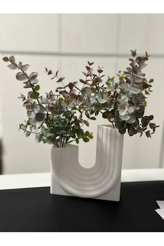 3d Baskı Modern Dekoratif Vazo 15 Cm Uzunlugu Beyaz