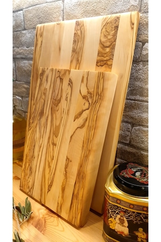 2 Li Set Zeytin Ağacı Ahşap Kesme Sunum Mutfak Tahtası