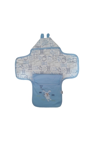 Aymix Erkek Bebek Için Kapüşonlu Penye Kundak Battaniye Mavi