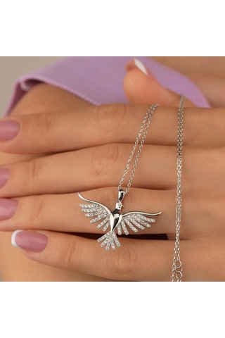 Gümüş Pazarım Anka Kuşu Kadın Gümüş Kolye Silver