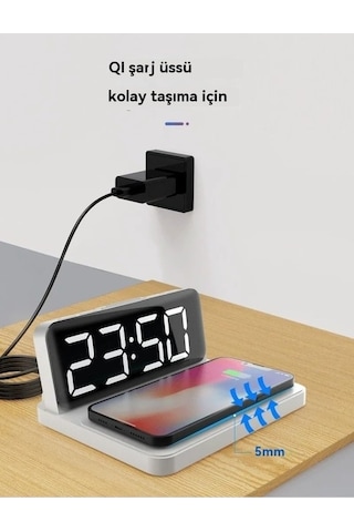 Trendooze Şarjlı Şarj Saat, Saat, Saat Kablosuz Kablosuz Elektronik Edilebilir Çalar Çalar Jy