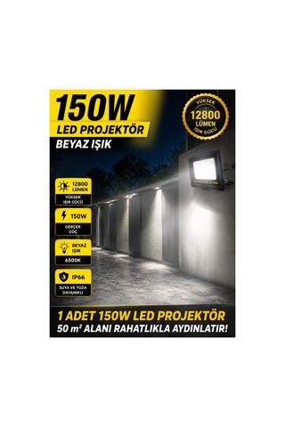 Gerçek 150w Led Projektör Beyaz Işık Ip65 Suya Dayanıklı Bahçe, Veranda, Depo Ve Otopark Aydınlatma,tasarruflu Lamba,düğün Lambası