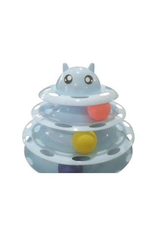 Petshop İnteraktif Eğitici Hareketli Toplu Yuvarlak Kaliteli 3 Katlı Kedi Oyuncağı Kedi Başlıklı