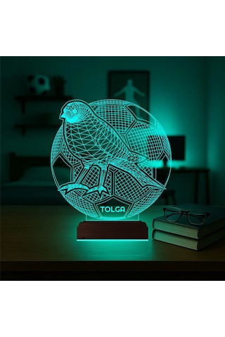 Luvivia Sarı Kanarya Futbol Topu Taraftar Kişiye Özel 3d Lamba - Masa Gece Lambası Şeffaf