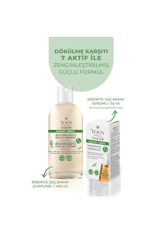 Yoon 2'li Set Saç Dökülme Karşıtı, Hızlı Saç Uzatma, Saç Serumu 50ml & Şampuan 400ml