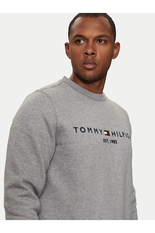 Tommy Hilfiger Erkek Sıfır Yaka Sweatshirt Gri