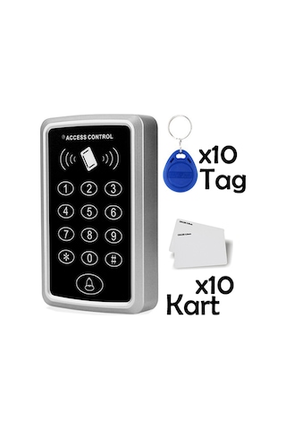 Sonex Rfid Şifreli Kapı Kilidi Kartlı Geçiş Kontrol Göstergeç Sistemi + 10 Tag + 10 Kart