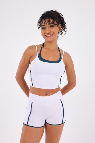 Scorp Antha Spor Büstiyer Biker Kısa Tayt Takımı Beyaz STANDART