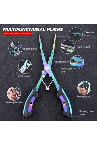 Folinda Rengli Paslanmaz Çelik Olta Testeresi - İp Kesici, Ağırlık Basıcı, Halka Açıcı, Kayıp Engelleme Kordonlu Olta Gereci