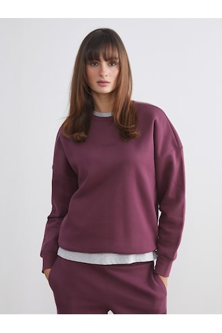 Lcw Vision Mürdüm Nakışlı Oversize Kadın Kalın Sweatshirt