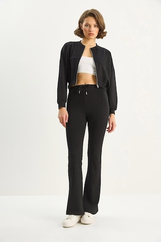 Shade Kadın Yarasa Kol Crop Hırka İspanyol Pantolon Modal Alt-üst Takım 4059 60283731 - Siyah
