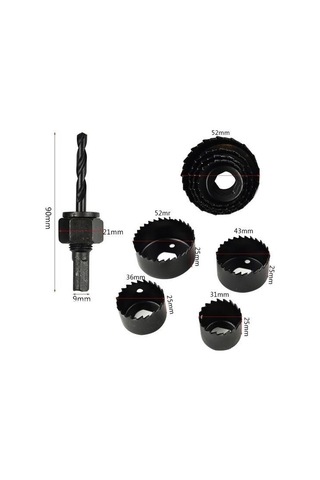 6 Parça Buat Açma Seti 38-54 Mm Profesyonel Delik Panç Testere Matkap Ucu Seti