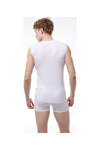 Malabadi 064 Erkek V Yaka İz Yapmayan Modal Kolsuz Lycralı Atlet Beyaz