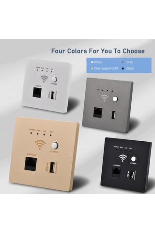 Geeksen Duvar Gömülü 300m Wifi Ap Router - Usb Şarjlı Çıkışlı, Şampanya Altın Rengi