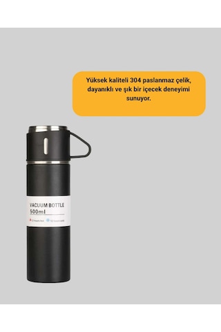 304 Çelik Termos Seti 2 Bardaklı, 500 Ml, Uzun Süre Isı Koruma Renkli