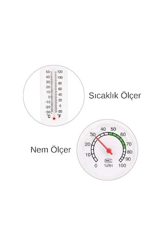 Ayt Powermaster Pm-24665 Sıcaklık Nem Ölçer Analog Termometre -20 +50 Derece Arası Ölçüm Ev Duvar Tipi