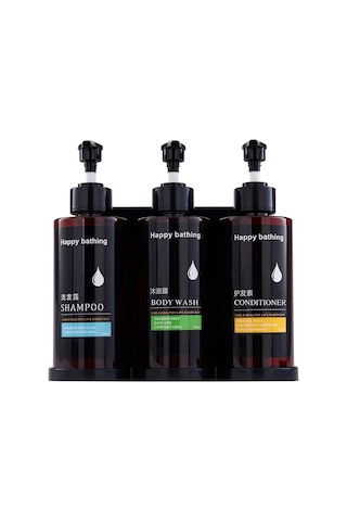 3pcs-amber-duş Şampuan Dispenseri Seti 3x300ml Duvara Monte Pompa Şampuan Kremi Vücut Konteyner Dispenseri Tutucu İle