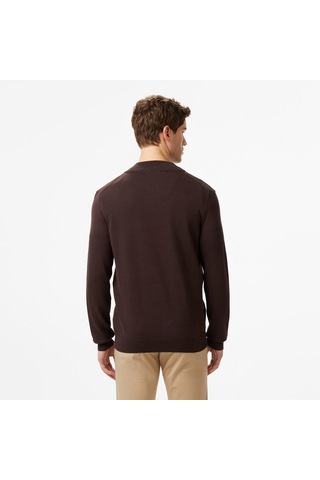Nautica Erkek Kahverengi Classic Fit Kazak Düz S57104t Kahverengi