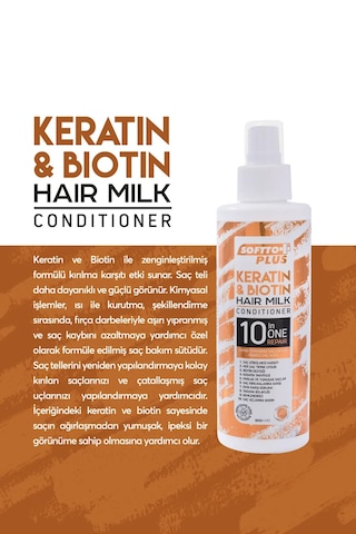 Softto Plus Keratin & Biotin Extra Yıpranmış Saçlar İçin Onarıcı Saç Sütü 200 ML