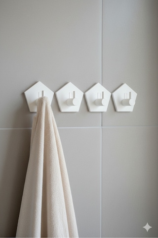4 Lü Askılık Havlu Askısı, Bornoz Askısı, Kapı Arkası, Duvara Monte, Dayanıklı Malzeme, Beyaz 76 Beyaz