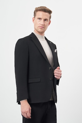 İmza Siyah Baskılı Gabardin Mono Yaka Tam Astar Çift Yırtmaç 2 Düğme 4 Drop Comfort Fit Classic Ceket 1002245157 Siyah