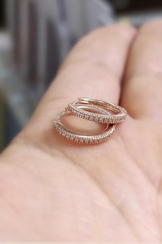 Gümüş 1,1 Cm İnce Taşlı Bayan Halka Küpe Nz523t81 Diğer