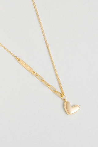 So Chic Romantik Kalp 18 Ayar Sarı Altın Kaplama 45 Cm Gümüş Kolye Rodyum