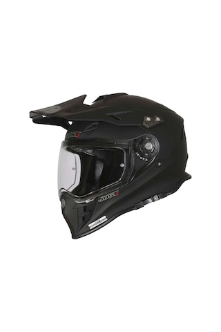 J34 Pro Outerspace Mat Siyah Güneş Vizörlü Cross Kask C2 Siyah