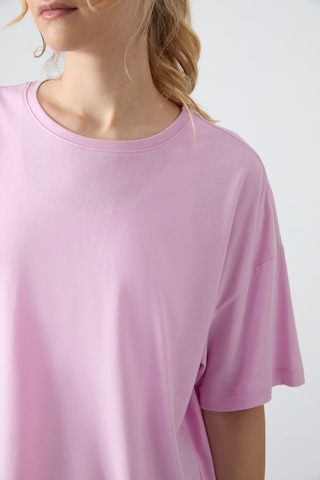 Tommy Life Pembe Penye Modal Yumuşak Tuşeli Oversize Fit Basic Kadın T-shirt- 97285 Pembe