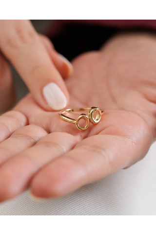 Debora Jewelry 14 Ayar Altın Çift Daire Figürlü Yüzük
