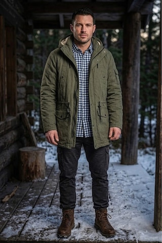 Alaska The Last Frontier Regular Fit Çıkarılabilir Kapüşonlu Su Geçirmez Oxford Kumaş Uzun Parka Kaban Açık Haki