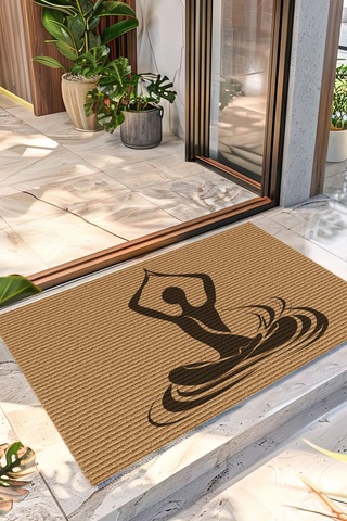 Decovetro Kapı Önü Halı Paspas Yoga Meditasyon Figür Baskılı 40 X 60 Cm Çok Renkli
