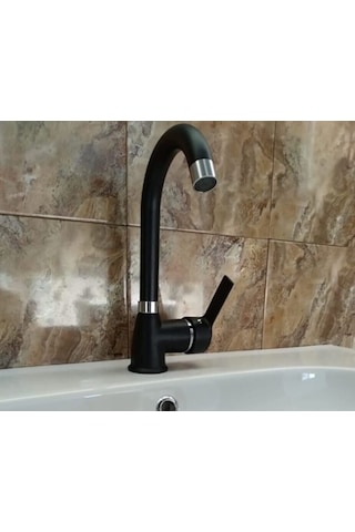 Beyazsu Mix Kısa Kuğu Lavabo Bataryası Krom - Mat Siyah Syh-103