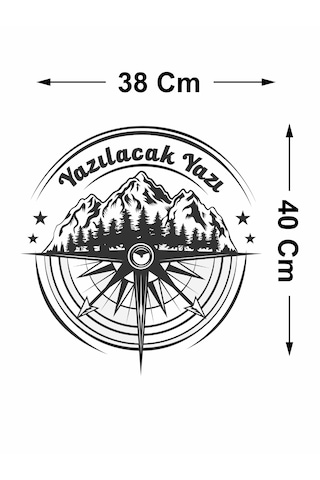 Kişiye Özel Pusula Dağ Orman Sticker - Araba Oto Motosiklet Karavan Cam Sticker - 00081 40 Cm
