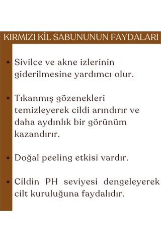 Doğal Kırmızı Kil Sabunu, Doğal Peeling Etkisi, Hasar Görmüş Ciltler İçin Sabun 100gr