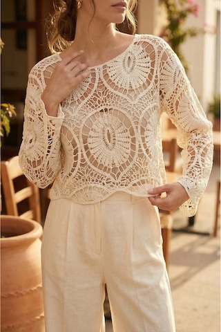 Sayzen Your Shine Dantel Işleme Crop Bluz Sy-shn2610 Ekru