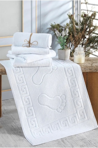 Lavabo Ayak Paspası , Ayak Desenli Paspas , Otel Paspası , Banyo Paspası ,wc Paspası Beyaz