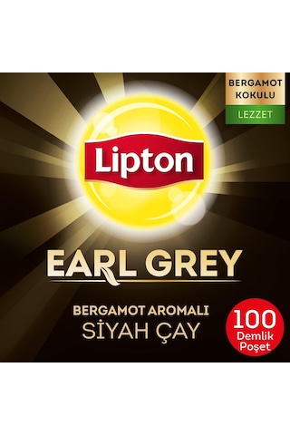 Lipton Earl Grey Demlik Süzen Poşet Bergamot Aramolı Siyah Çay 100'lü Paket
