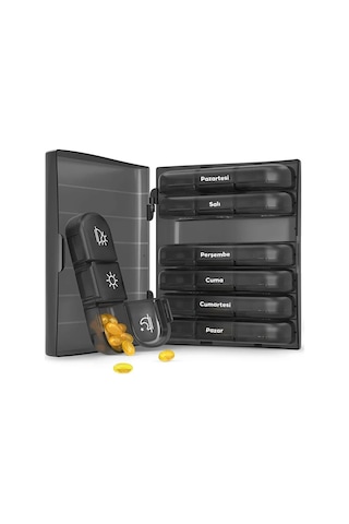 Ally Taşınabilir 7 Günlük Haftalık Hap İlaç Vitamin Saklama Kutusu Kabı- 5775 Rz
