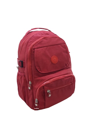 Baginn Kadın Sırt Çantası Çok Cepli Yağmur Geçirmez Hafif Kumaş Sırt Çantası Bordo Renk Bordo