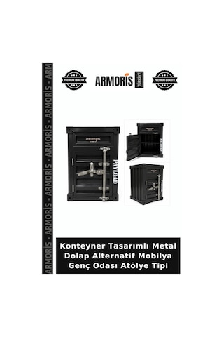 Konteyner Tasarımlı Metal Dolap Alternatif Mobilya Genç Odası Atölye Tipi Çok Renkli