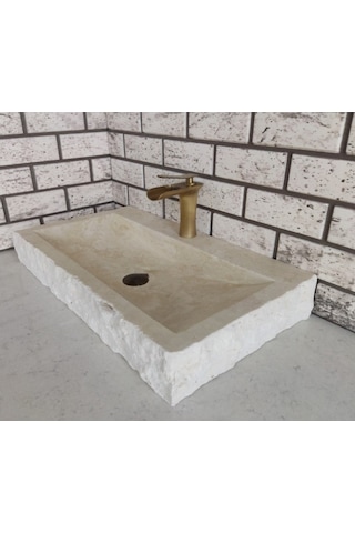 Traverten Yay Patlatma Mermer Lavabo