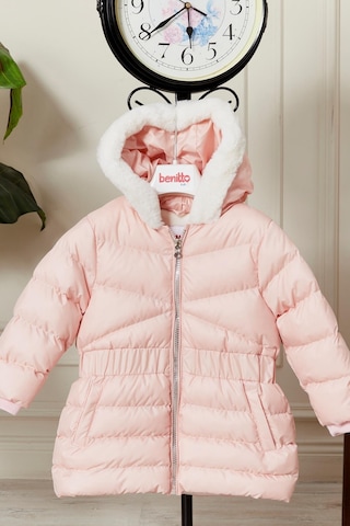 Kız Bebek Kapüşonlu Kışlık Mont 51333 Pembe