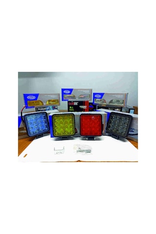 Off Road Sis Farı Sis Lambası 16 Led Kare 4'lü Paket Sarı