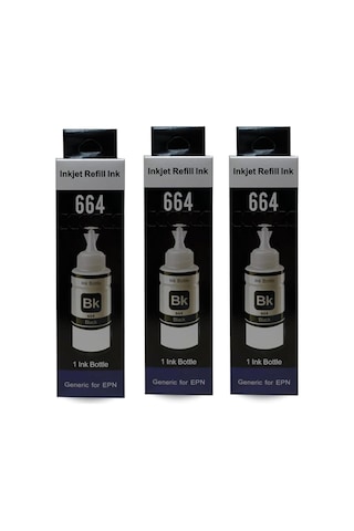Epson Ecotank L3070 Uyumlu Siyah Muadil Mürekkep 3x70 Ml Toplam 210 Ml Diğer