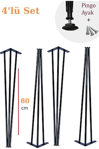 80 Cm Petek Üstü Raf & Dresuar Ayağı Metal Profil Boru Firkete Ayak Yüksek Bar Masası - Pingolu Siyah