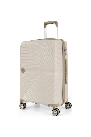 Ççs 5239 Polipropilen Orta Boy Valiz Beyaz-bej Beyaz - Bej