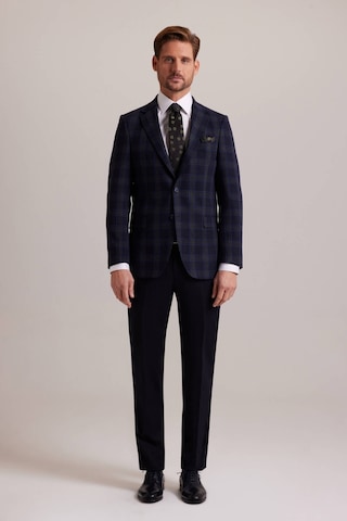 Erkek Lacivert Yeşil Kışlık Yünlü Regular Fit Ekose Desenli Ceket 001