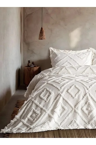Iskandinav Ekru Tek Kişilik Yatak Örtüsü 180 X 235 Cm Ve 1 Adet Yastık
